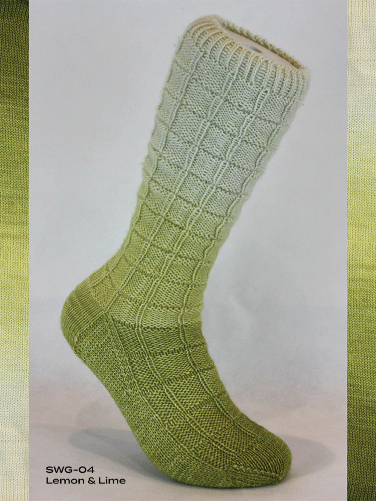 Fiori Gradient Sock Hand Dyed 004 - Lemon and Lime