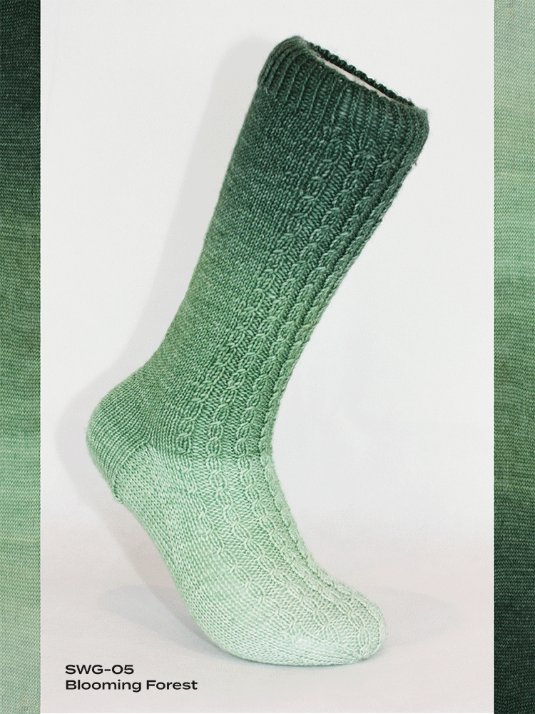 Fiori Gradient Sock Hand Dyed 005 - Blooming Forest