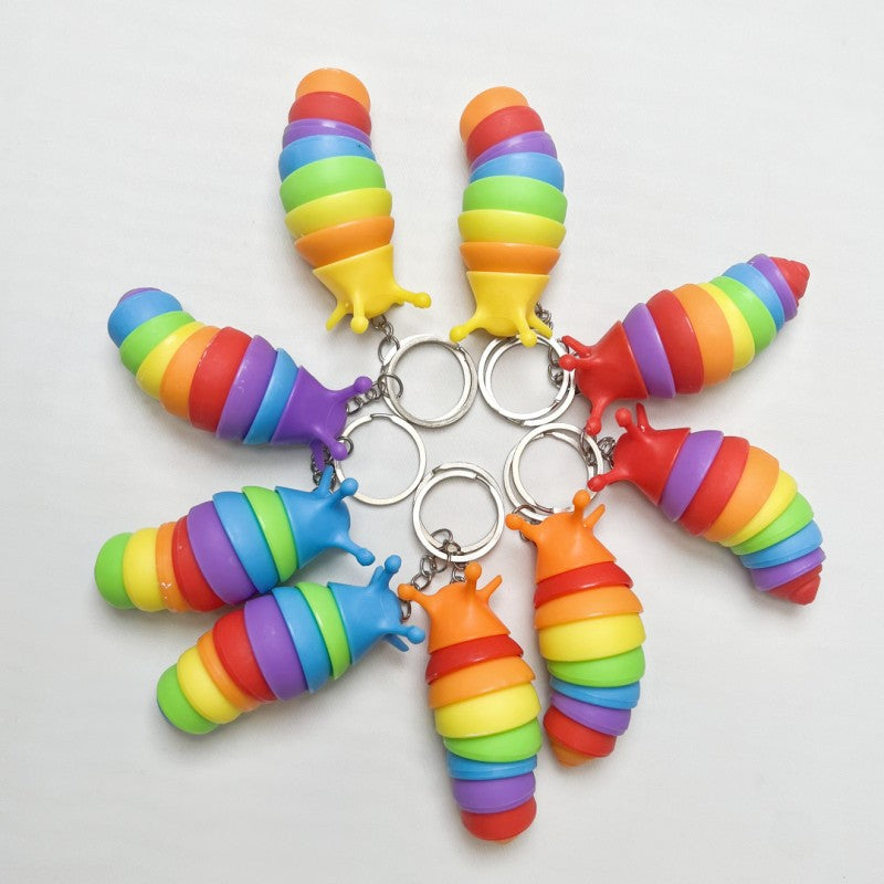 Flexible Fidget Sensory Slug Keychain