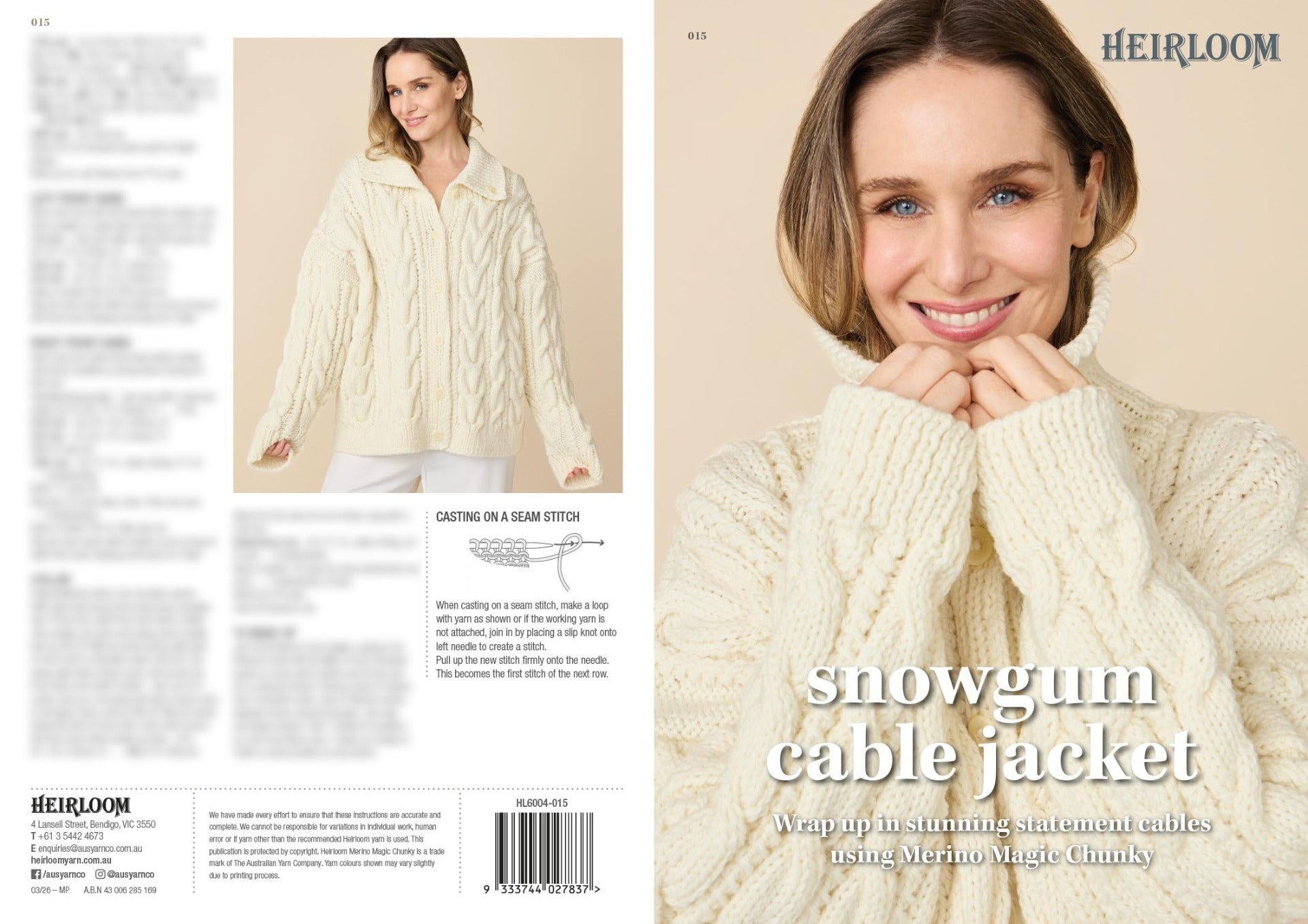 Leaflet 015 - Heirloom Snowgum Cable Jacket