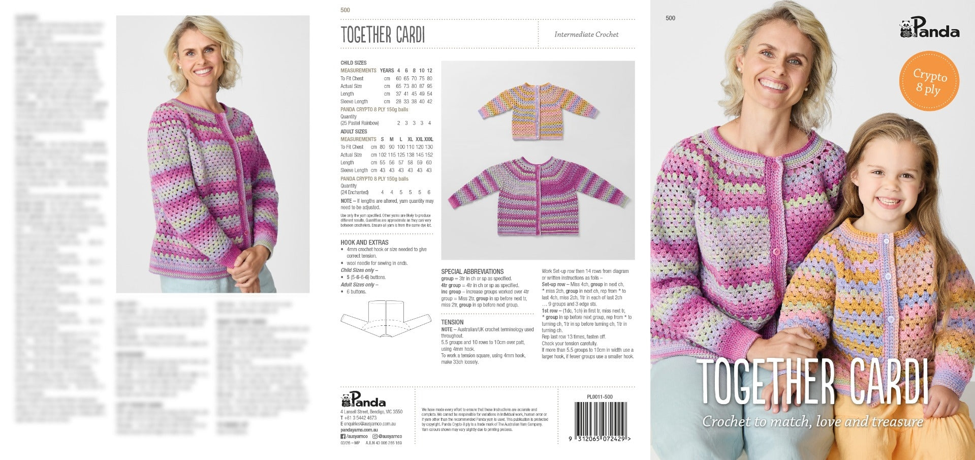 Leaflet 500 - Panda Together Cardi - Crochet