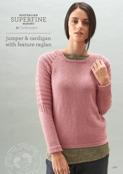 Leaflet 470 - Superfine Jumper & Cardigan with Feature Raglan
