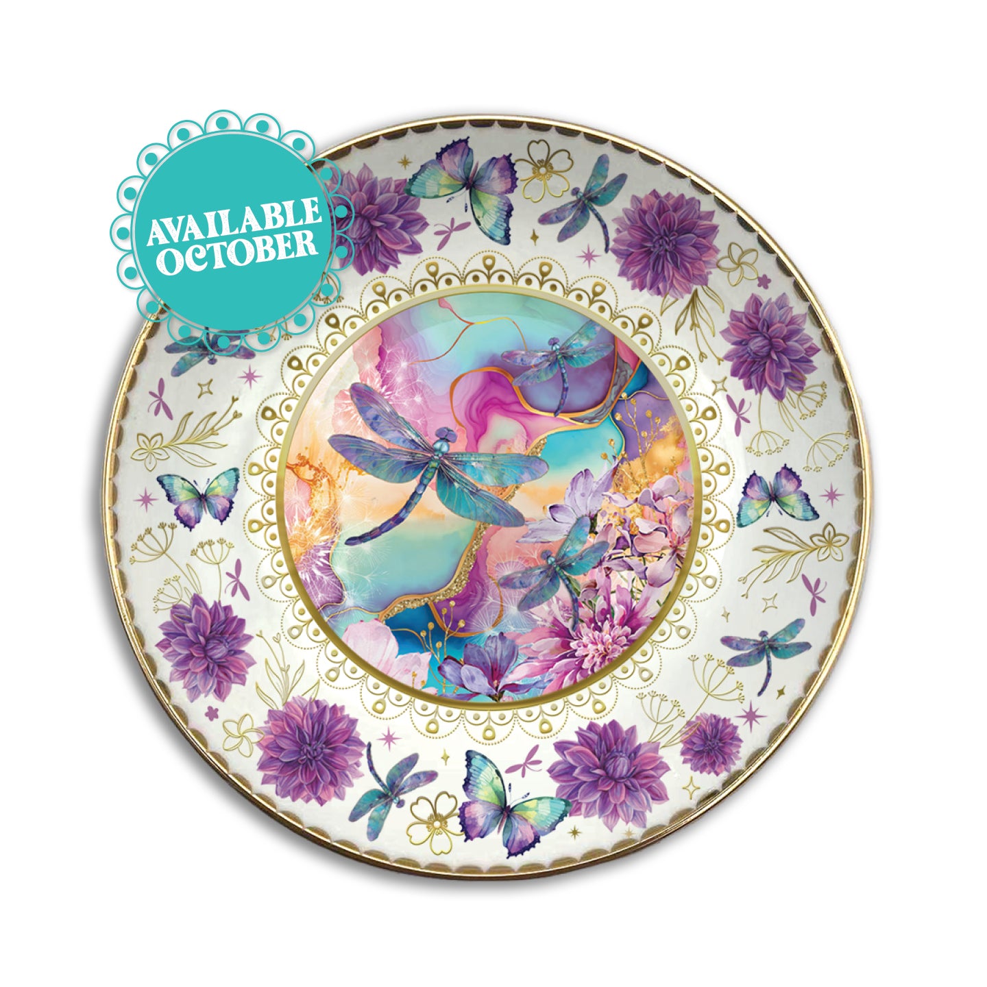 Lisa Pollock Ceramic Trinket Dish Playful Dragonfly - CTD03