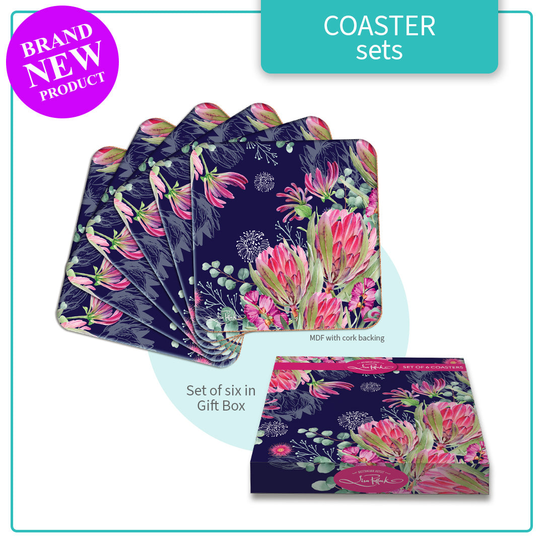 Lisa Pollock Coasters Set CSTR02 - Blush Beauty