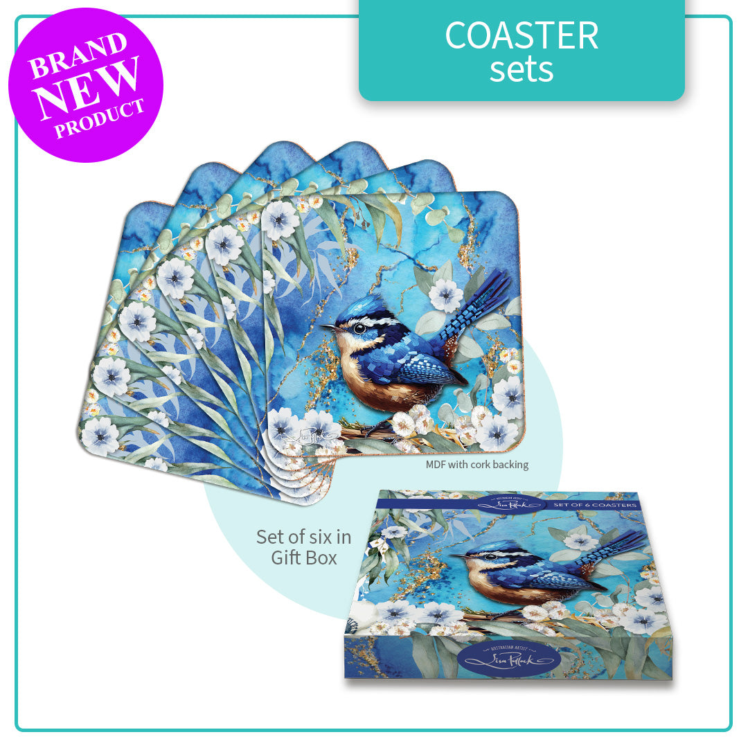 Lisa Pollock Coasters Set CSTR06 - Cheeky Wrens