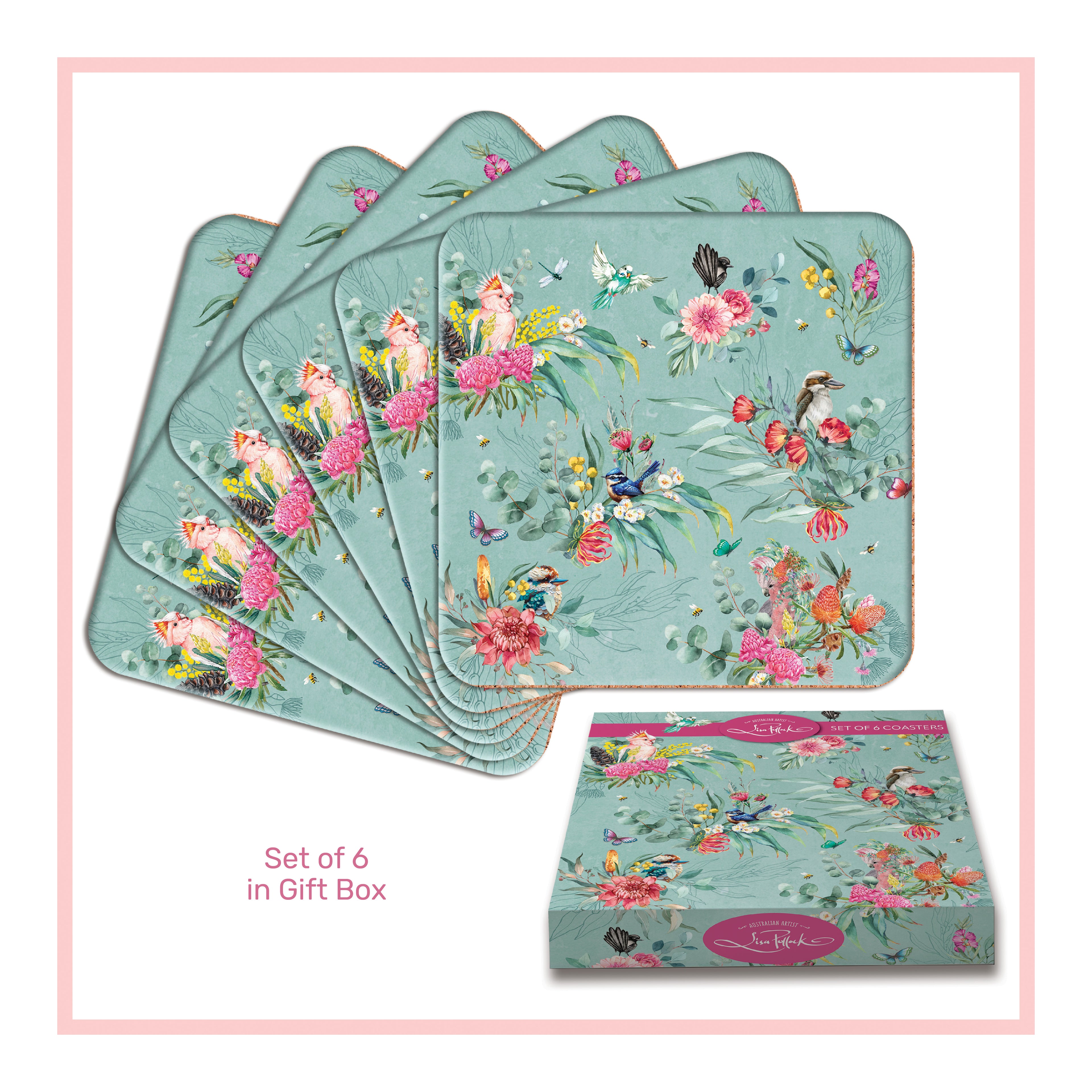 Lisa Pollock Coasters Set CSTR17 - Flaura Fauna