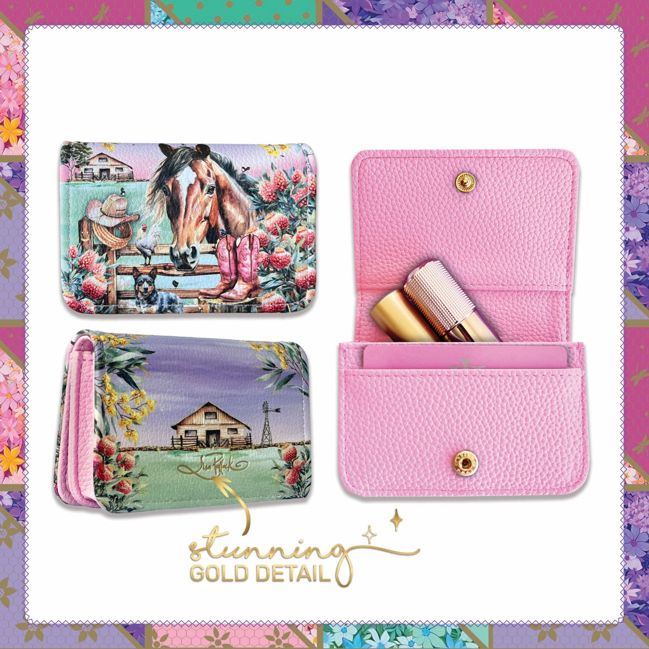 Lisa Pollock Compact Card Wallet - Horse