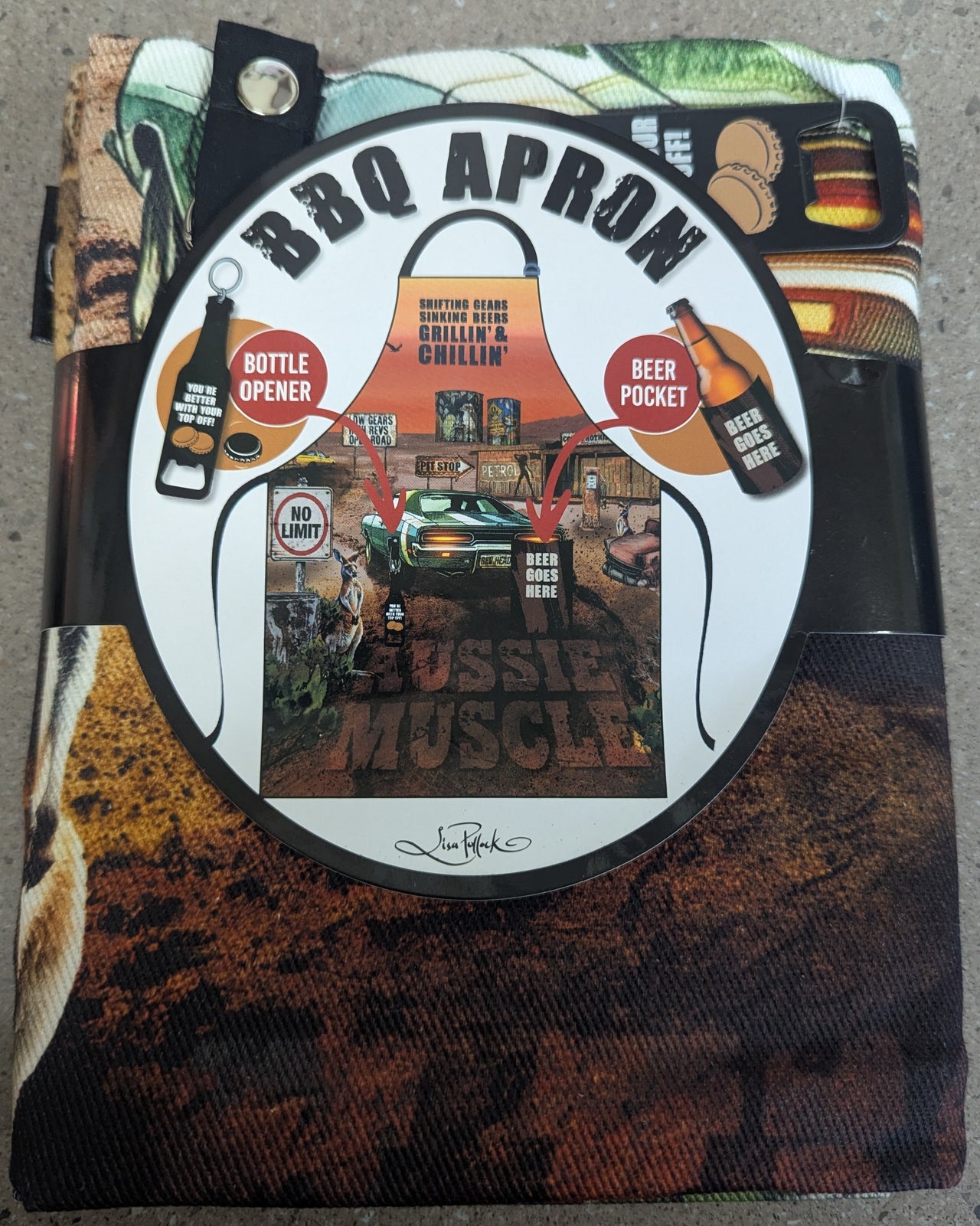 Lisa Pollock Cotton BBQ Apron - Aussie Muscle - BBQAP2