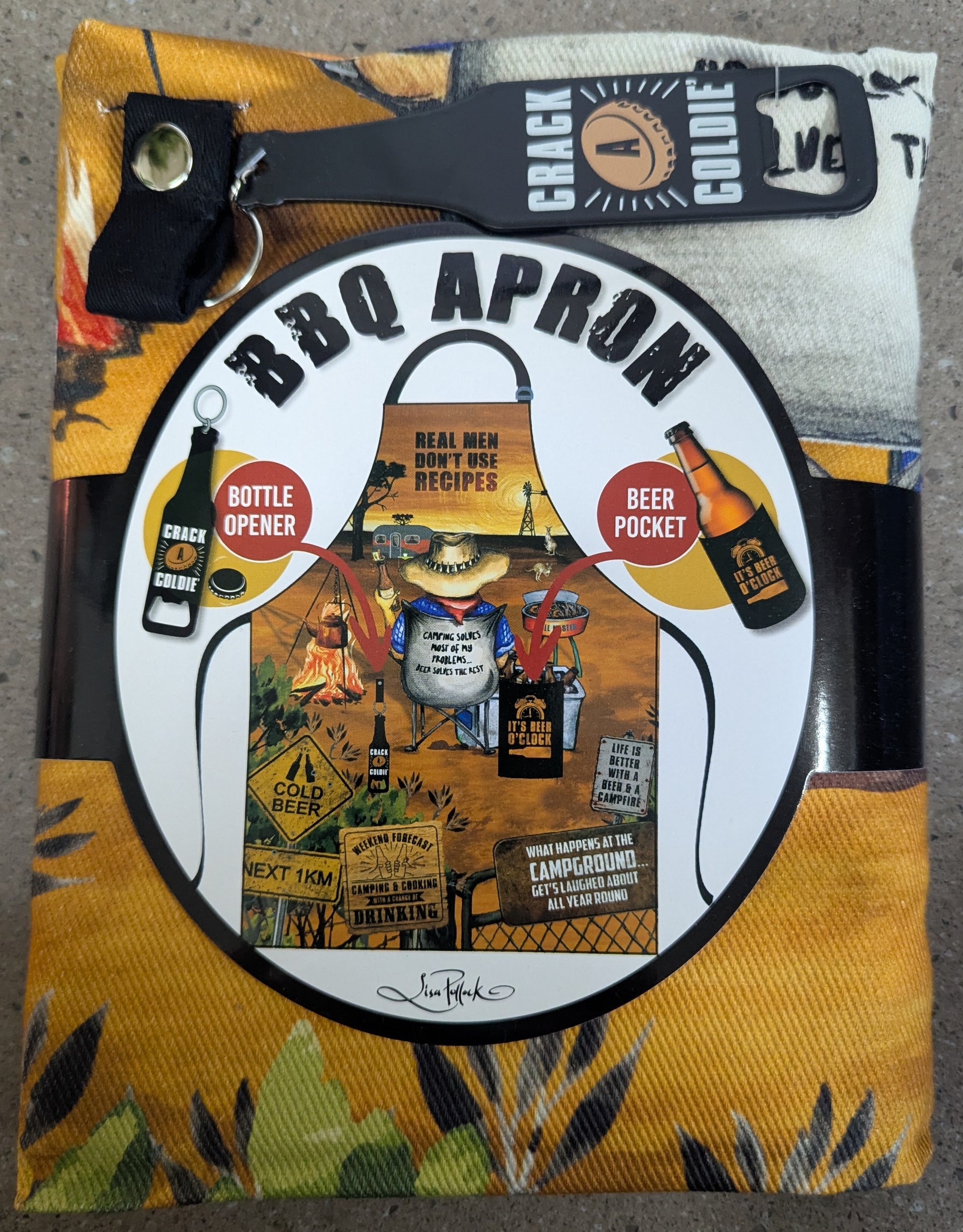 Lisa Pollock Cotton BBQ Apron - Campfire Beers - BBQAP4