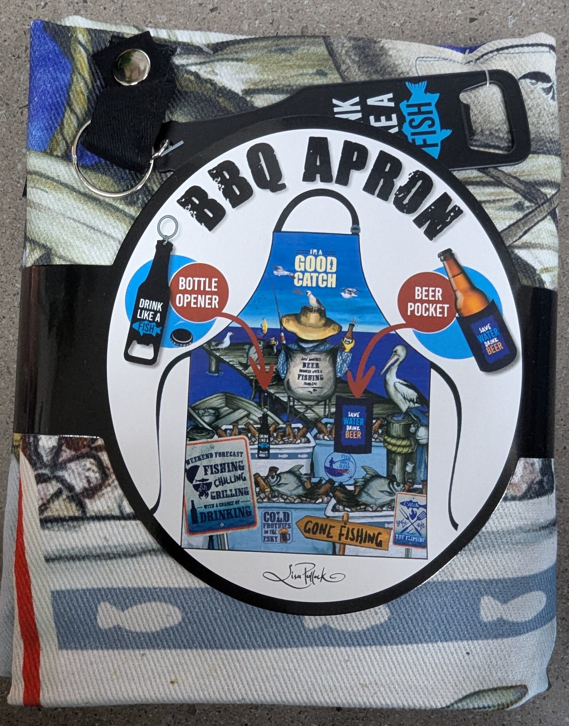 Lisa Pollock Cotton BBQ Apron - Good Catch - BBQAP3