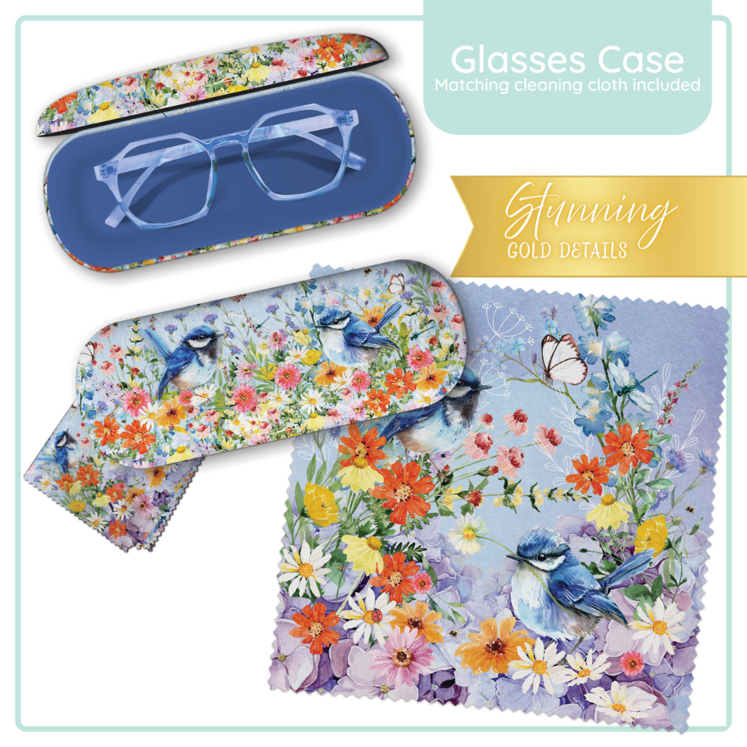 Lisa Pollock Glasses Case GC90 - Tea Time Wrens