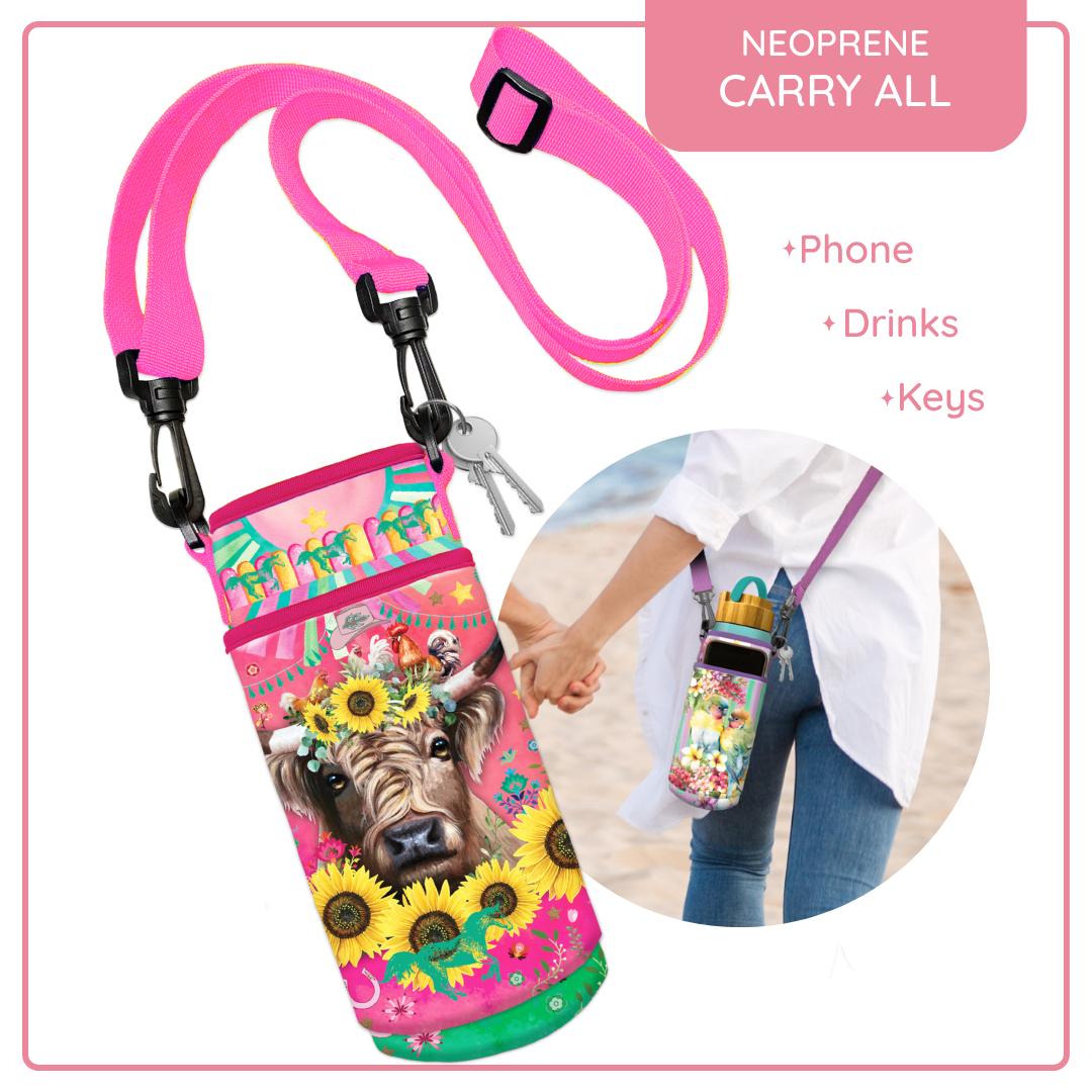 Lisa Pollock Insulated Water Bottle and Phone Carry All - Carnival Cow BMC21