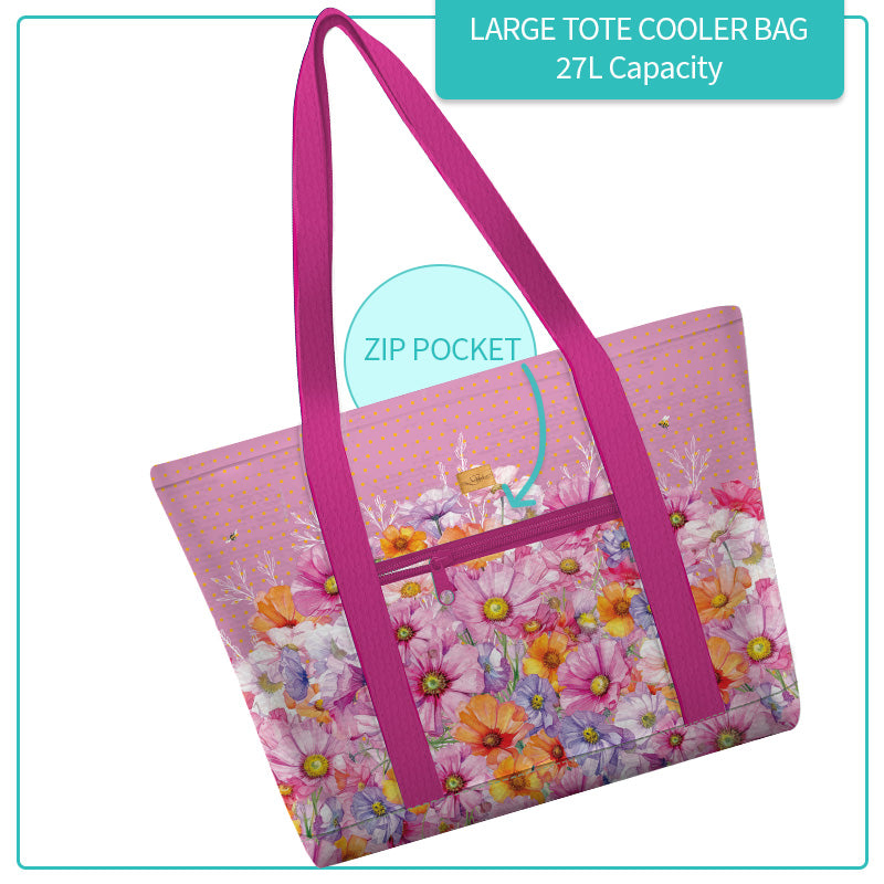 Lisa Pollock Large Tote Cooler Bag - Wistful Wildflowers - LTC10