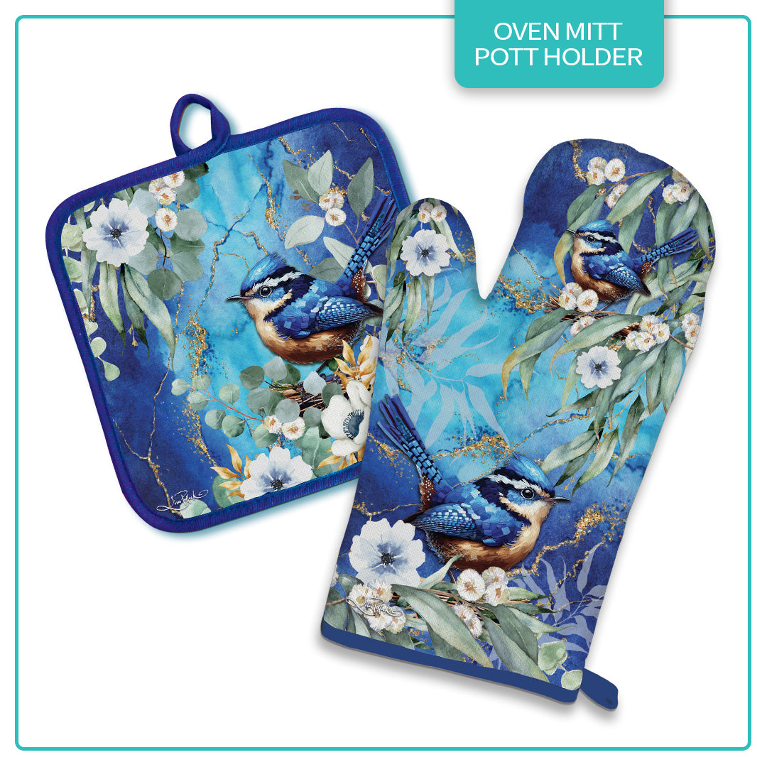 Lisa Pollock Oven Mitt Pot Holder Set  Cheeky Wrens - OMPH16