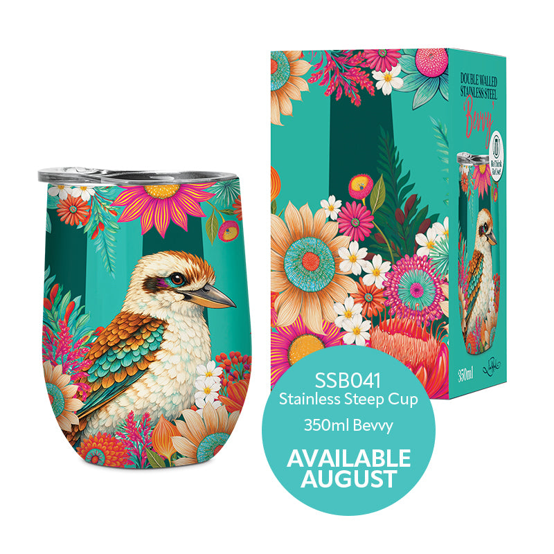 Lisa Pollock Bevvy Travel Mug 350ml Brilliant Kookaburra - SSB041