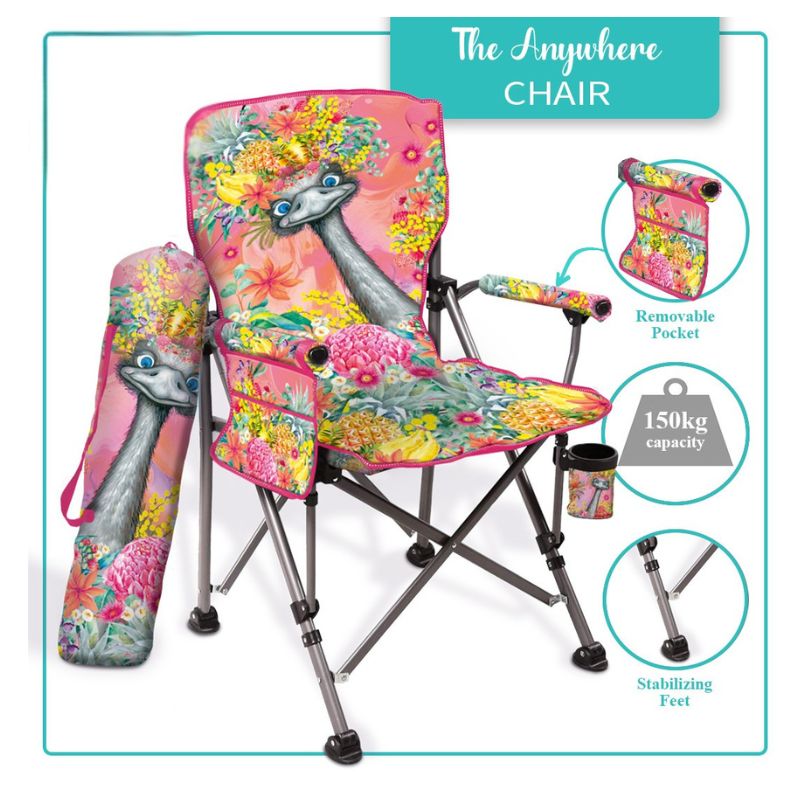 Lisa Pollock Camping Chair Happy Emu - CHAIR4
