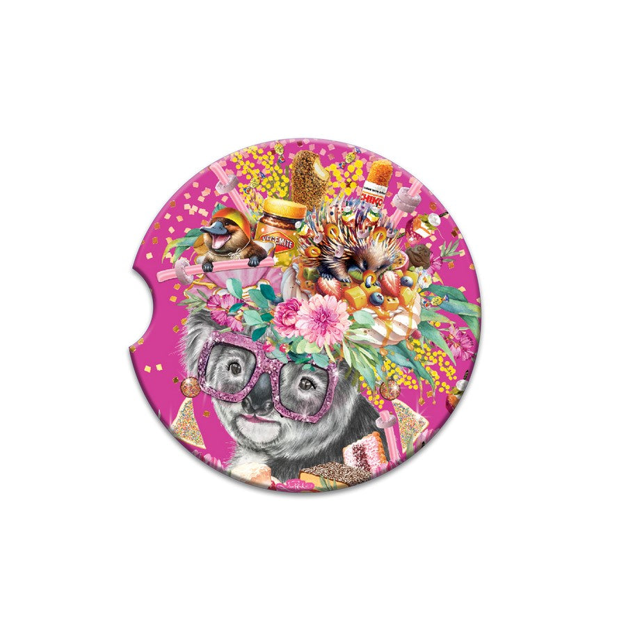 Lisa Pollock Car Coaster Oz Foodie Koala - CCC163