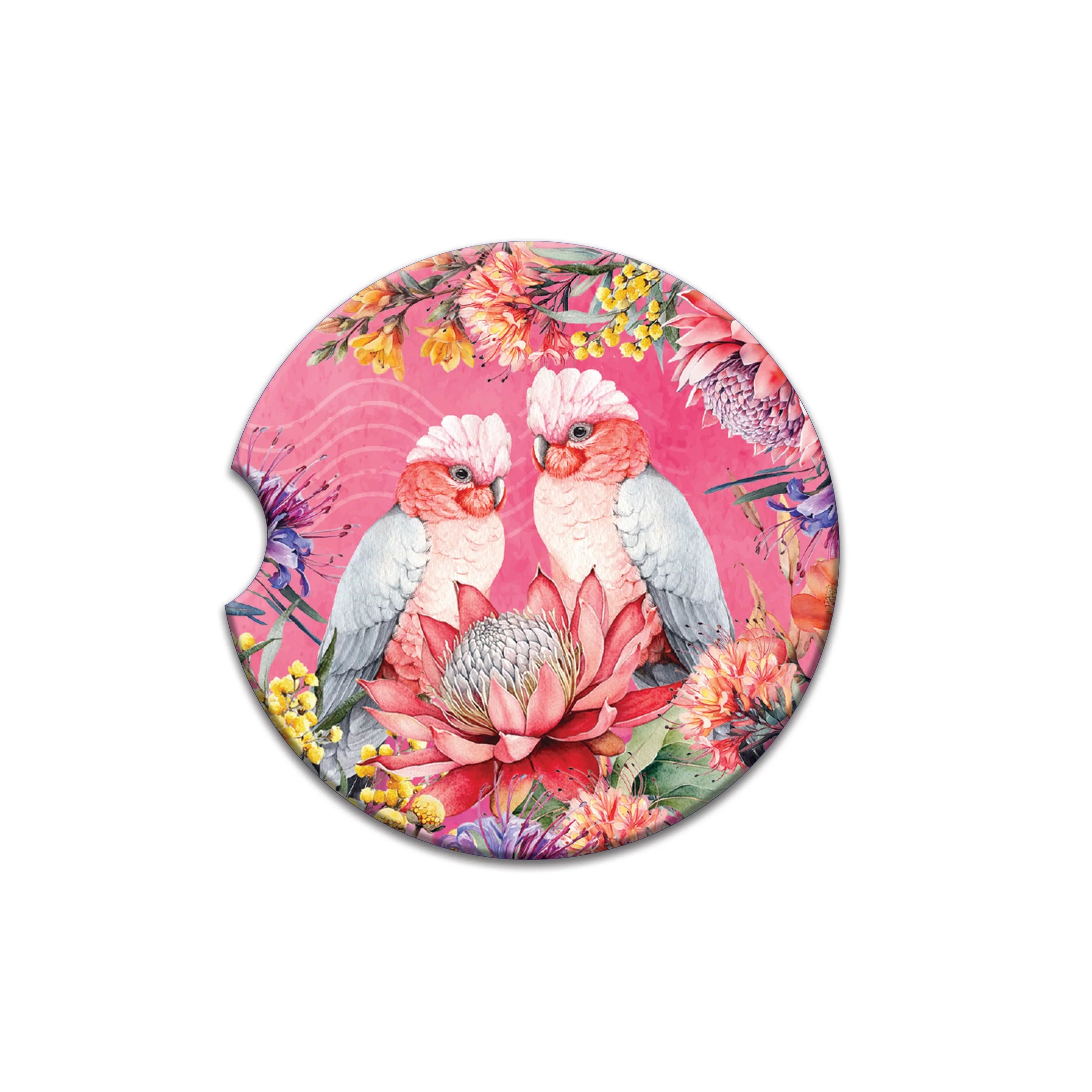 Lisa Pollock Car Coaster Pretty Pink Galahs - CCC199