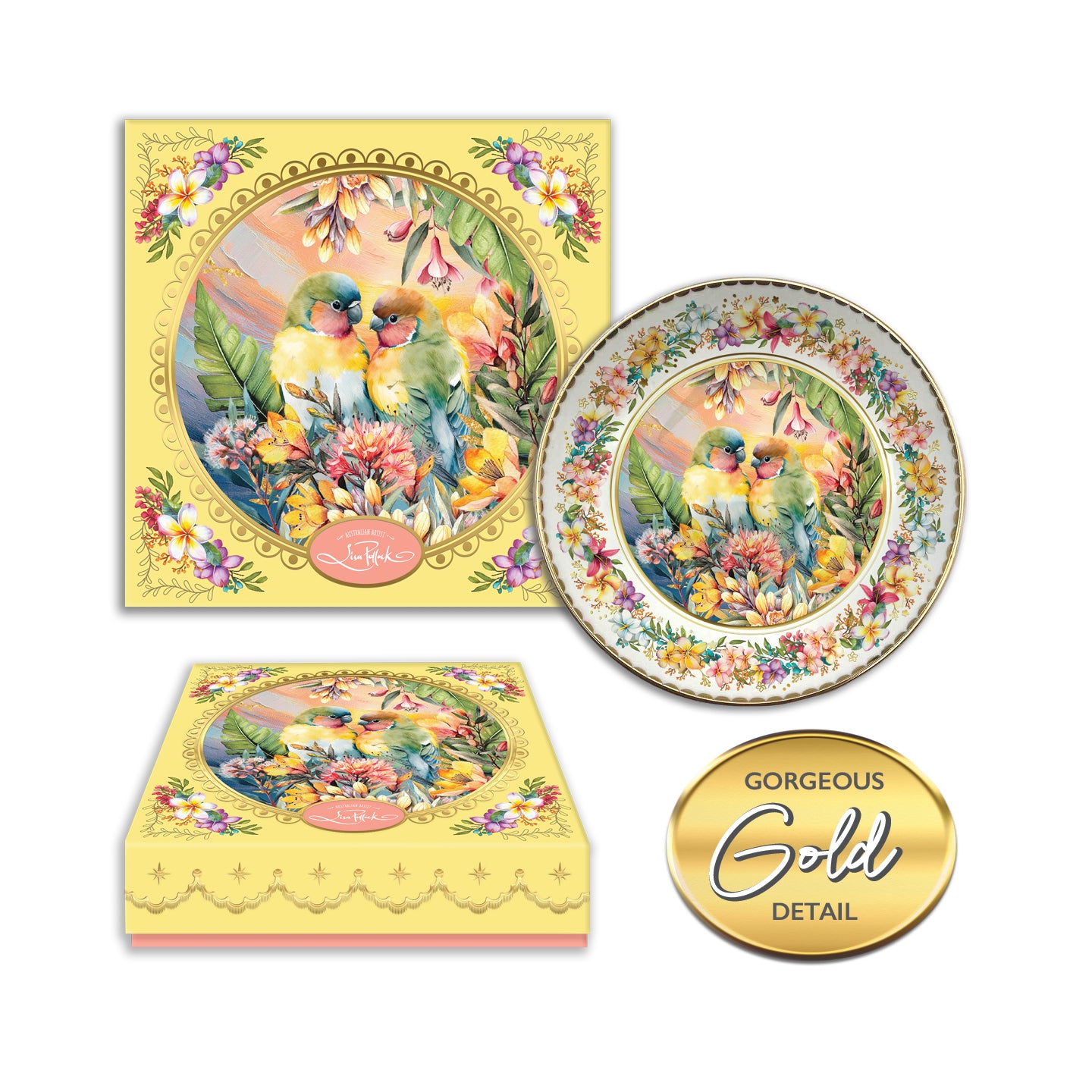 Lisa Pollock Ceramic Trinket Dish Love Birds - CTD04