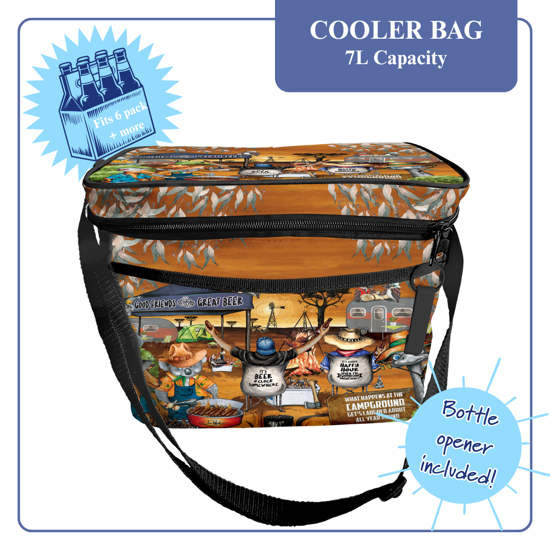 Lisa Pollock Insulated Cooler Bag Camp Happy Hour HHCB3
