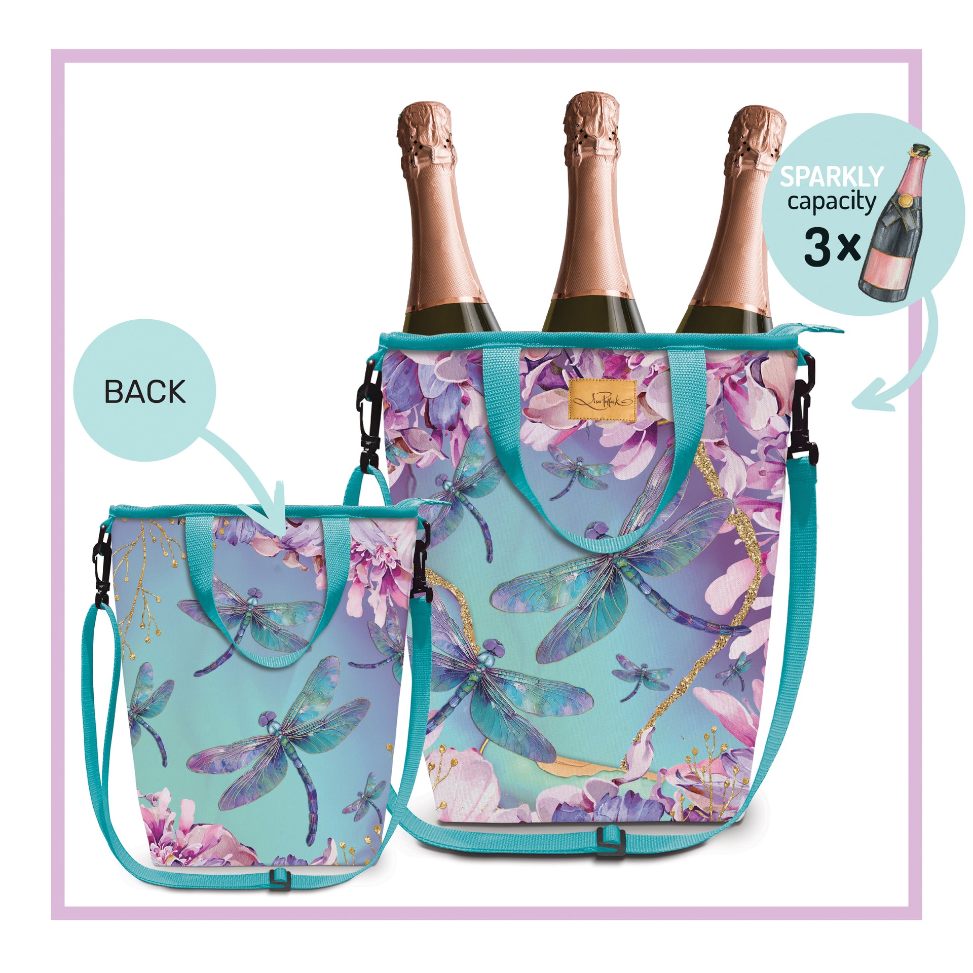 Lisa Pollock Insulated Cooler Bag Delightful Dragonflies - CCB32