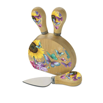 Lisa Pollock Magnetic Cheese Knife Block-Sunny Butterflies CKB38