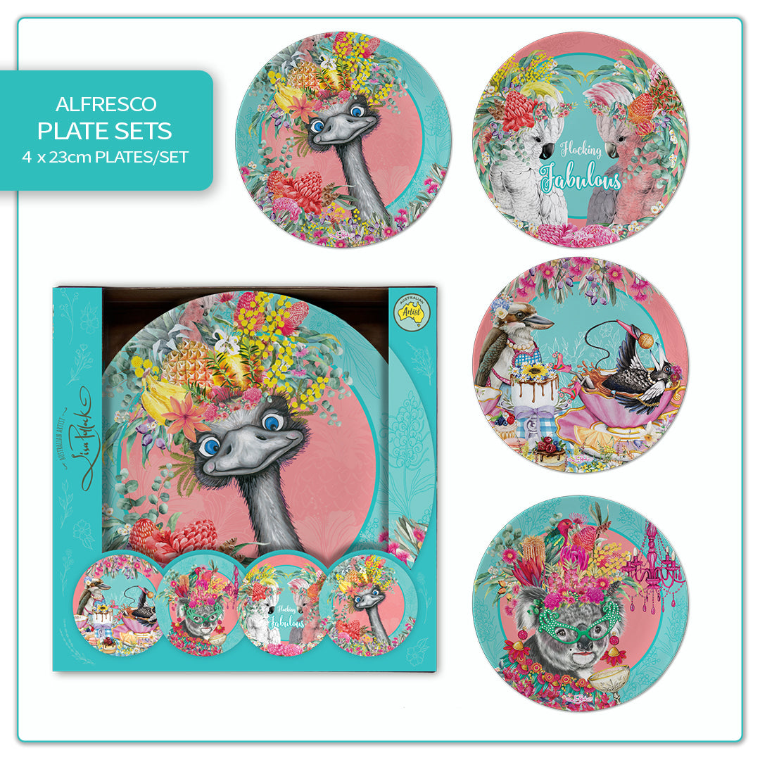 Lisa Pollock Melamine Plate Set Aussie Animals MPLT02