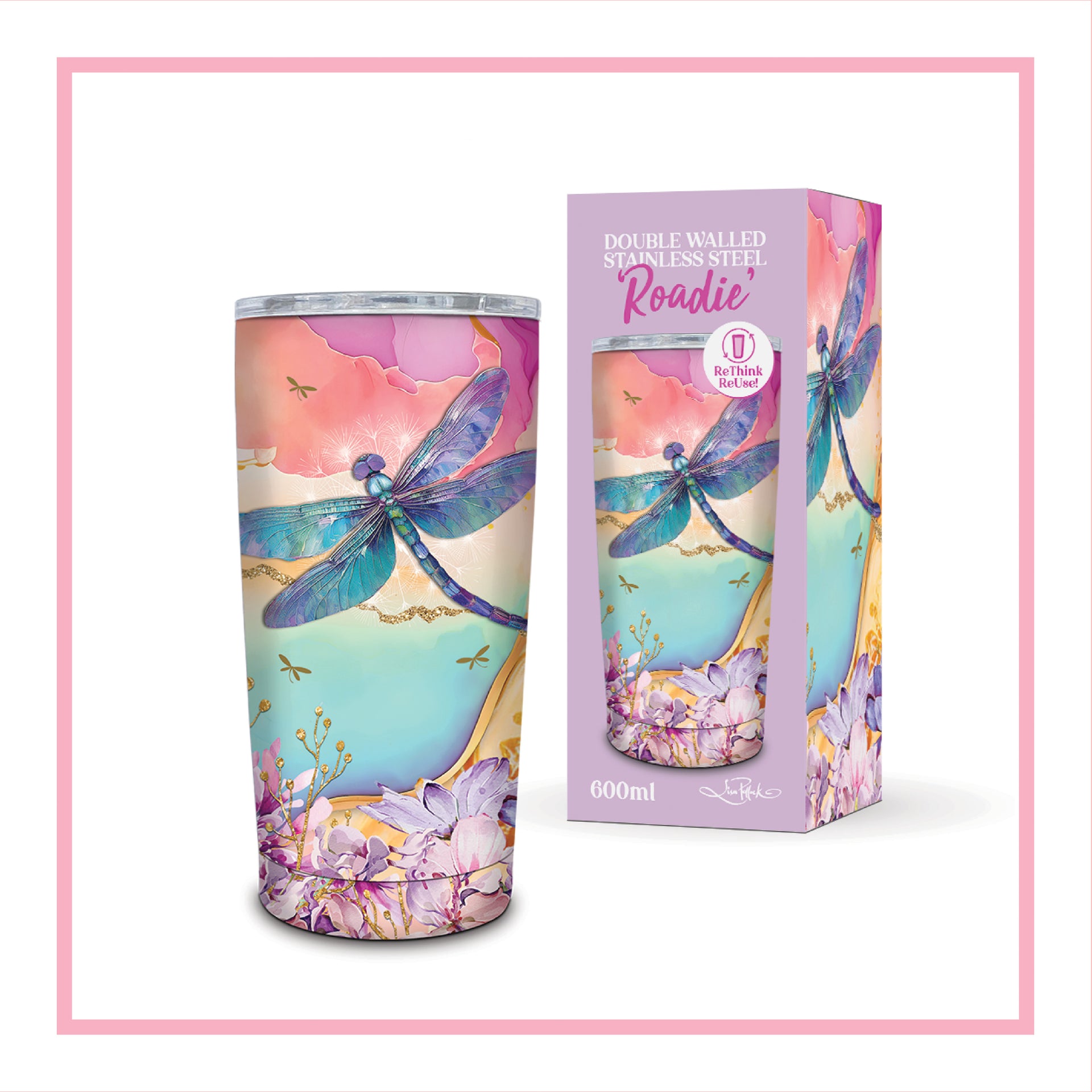 Lisa Pollock Roadie Travel Mug Dragoflies SSRM37