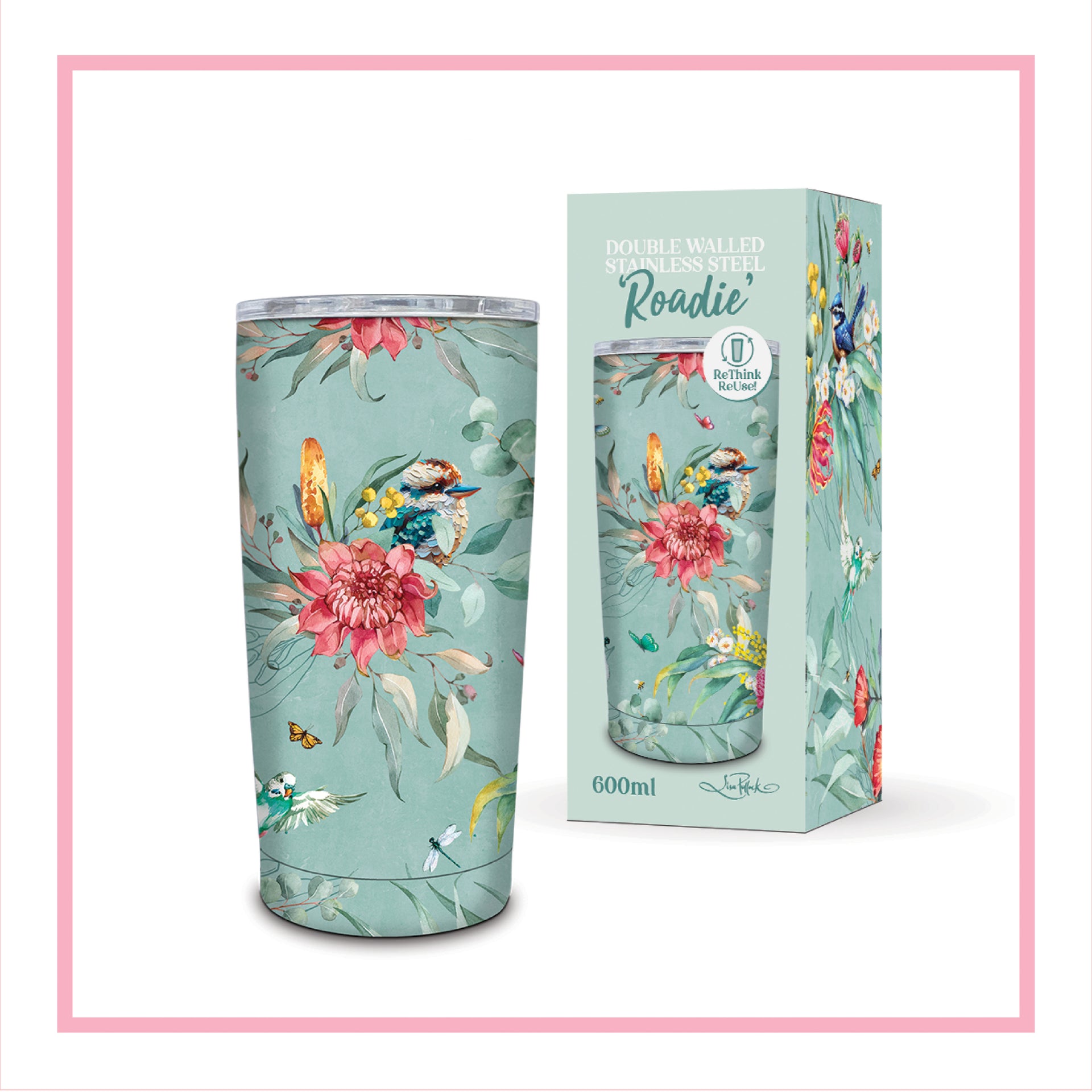 Lisa Pollock Roadie Travel Mug Feathered Friends SSRM38