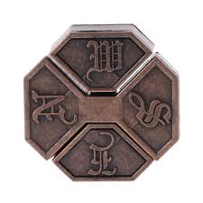 Metal NSEW Hexagon Fidget Puzzle - Bronze