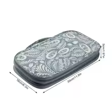 Multi Use Knitting Needle Case - Grey with white leaves