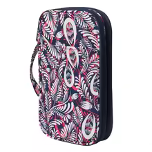 Multi Use Knitting Needle Case - Navy with white leaves