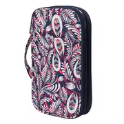 Multi Use Knitting Needle Case - Navy with white leaves