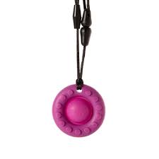 Pink Disc Silicone Fidget Necklace