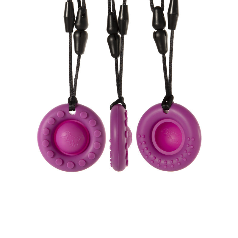 Purple Disc Silicone Fidget Necklace