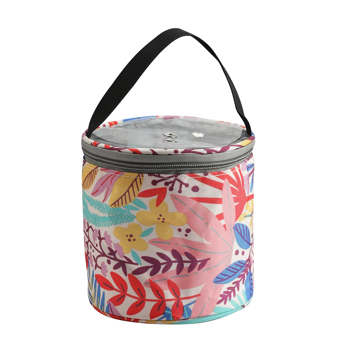 Single Ball Project Bag - Tropical Leaves with Clear Lid 2