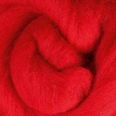 Ashford Corriedale Fibre Pack - 100gm Bag - Scarlet - 028 - Mooroolbark Wool