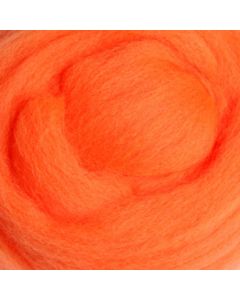 Ashford Corriedale Fibre 100g Pack - 054 Dyed  Sliver Fluro Orange - DSFO100
