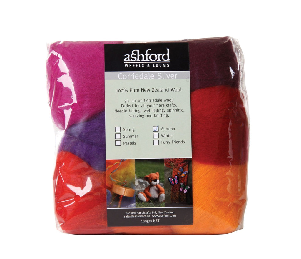 Ashford Corriedale Sliver Theme Pack - 100gm Bag - Autumn - CSPAU - Mooroolbark Wool