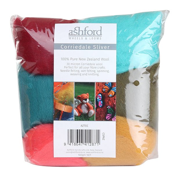Ashford Corriedale Sliver Theme Pack - 100gm Bag - Aztec - CSPAZ - Mooroolbark Wool