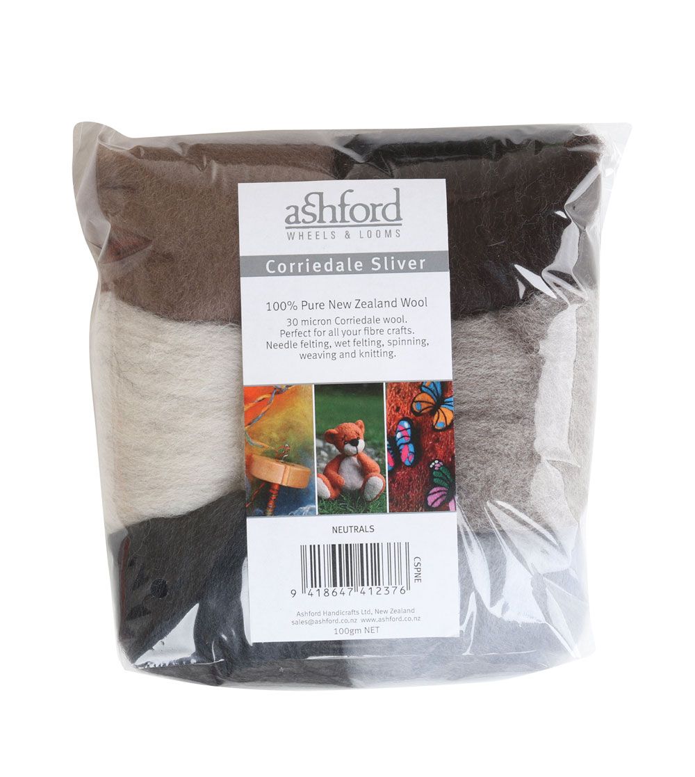 Ashford Corriedale Sliver Theme Pack - 100gm Bag - Neutrals - CSPNE - Mooroolbark Wool