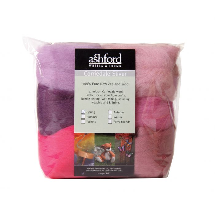 Ashford Corriedale Sliver Theme Pack - 100gm Bag - Spring - CSPSP - Mooroolbark Wool