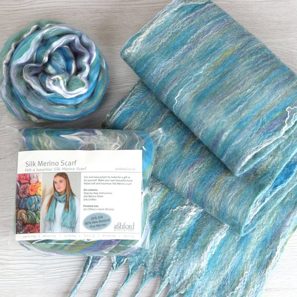 Ashford Silk Merino Fibre Packs & Scarf Kits- Juniper 098- SMSK098 - Mooroolbark Wool