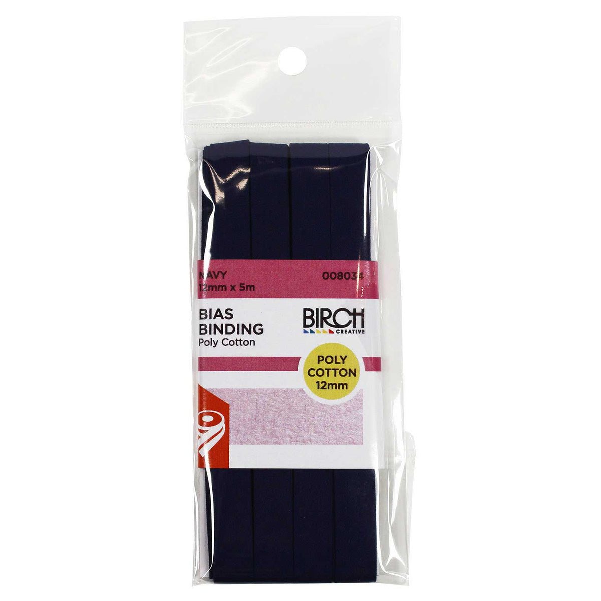 Birch Bias Binding 12mm x 5m - Navy 008034 - Mooroolbark Wool