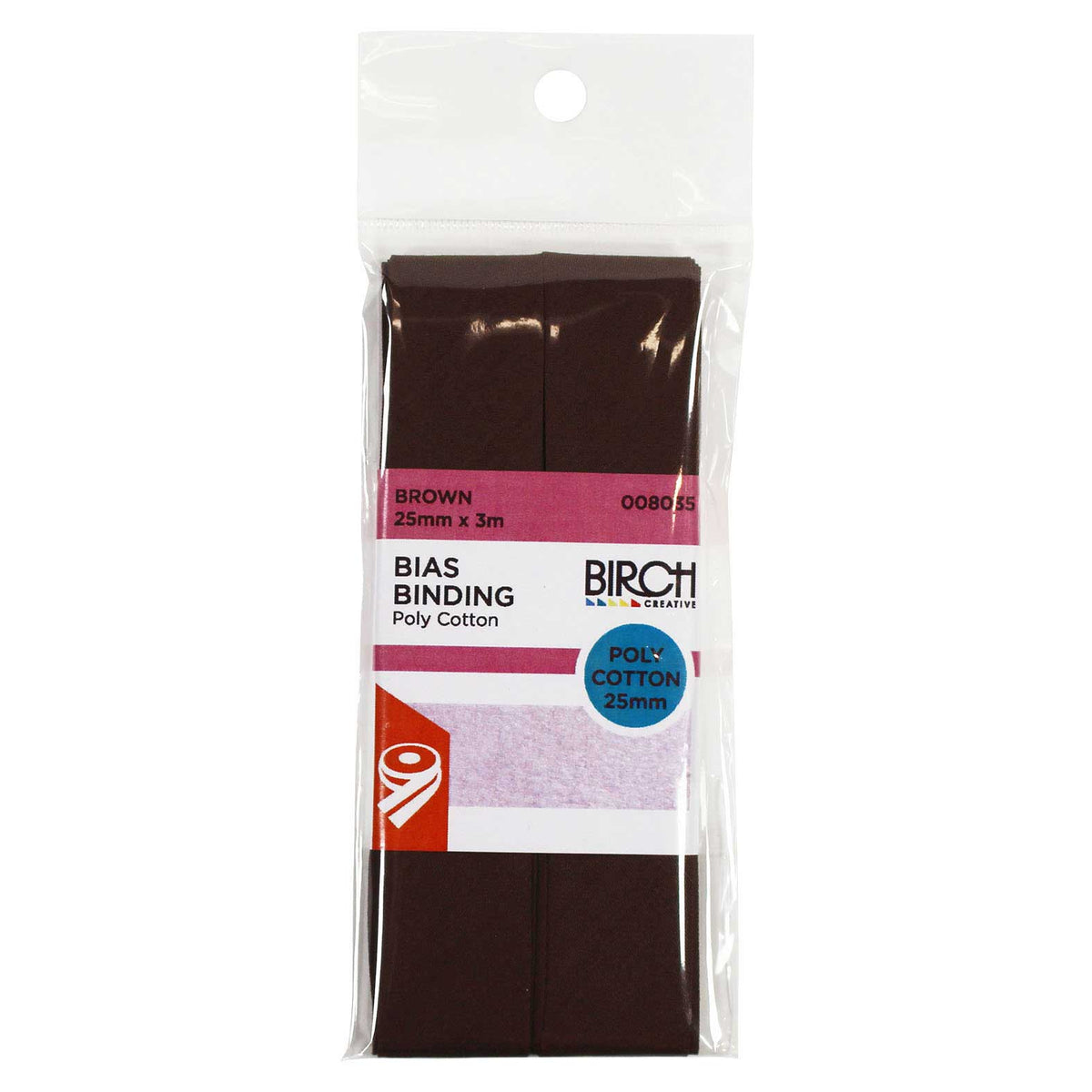 Birch Bias Binding 25mm x 3m - Brown 008035 - Mooroolbark Wool