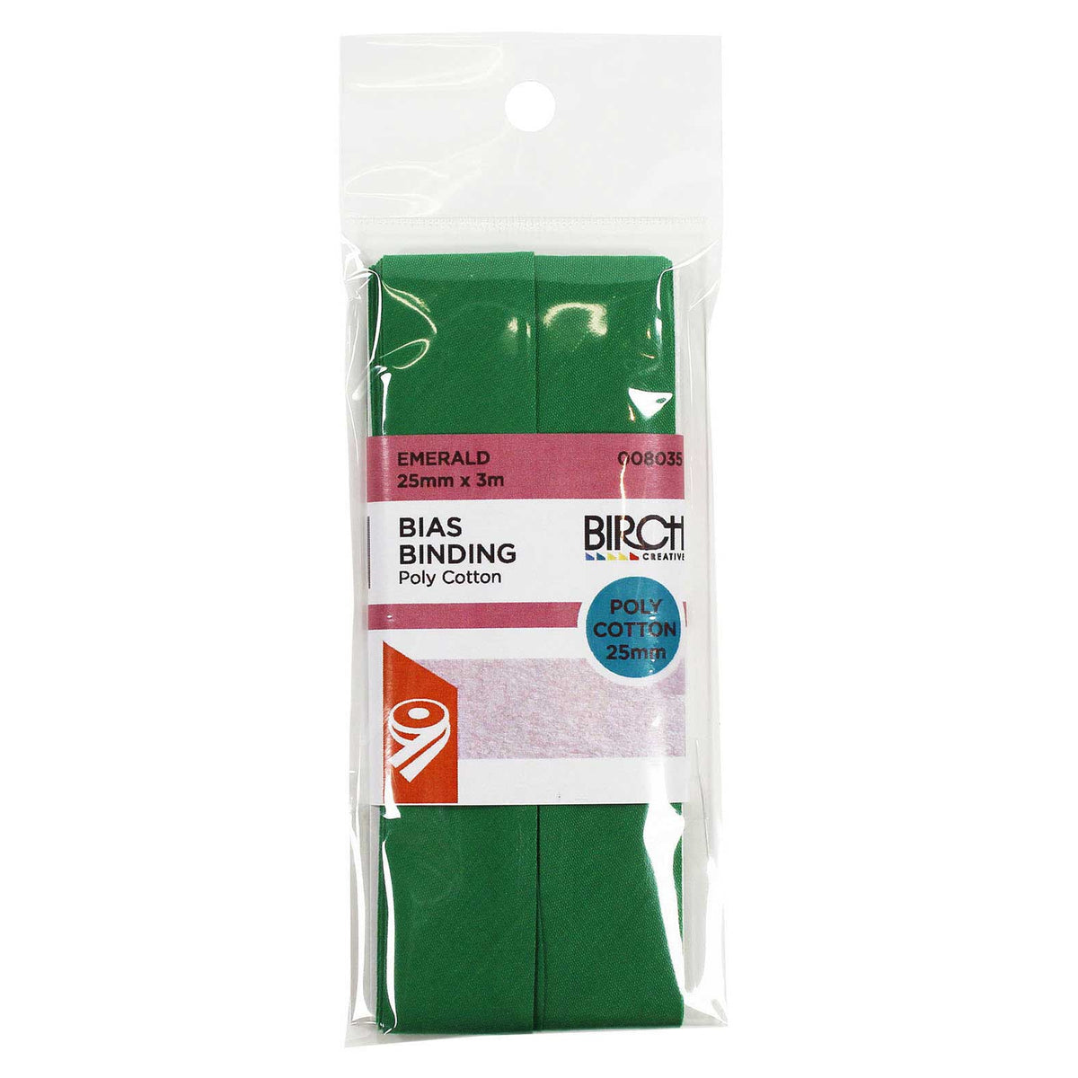 Birch Bias Binding 25mm x 3m - Emerald 008035 - Mooroolbark Wool