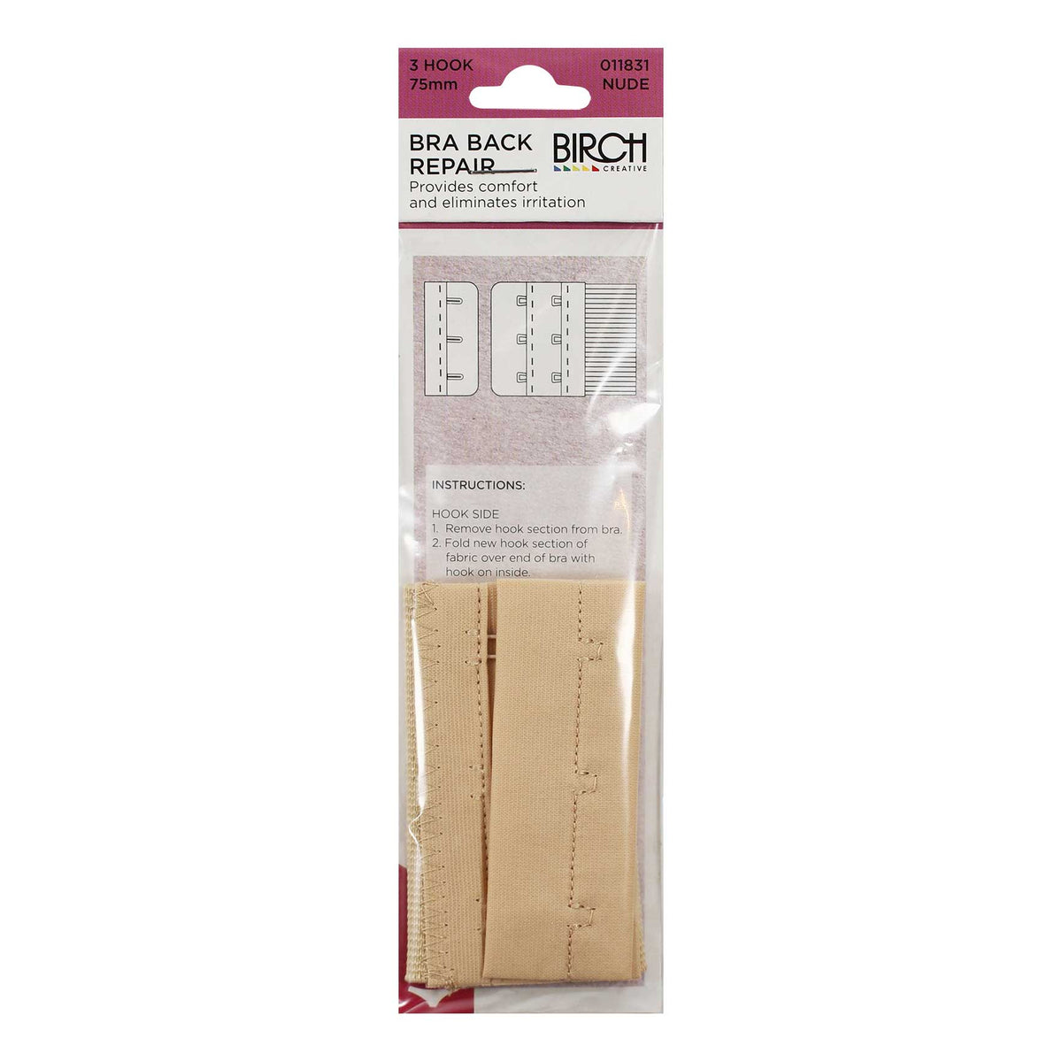Birch Bra Back Repair 3 Hook 75mm Nude - 011831 - Mooroolbark Wool