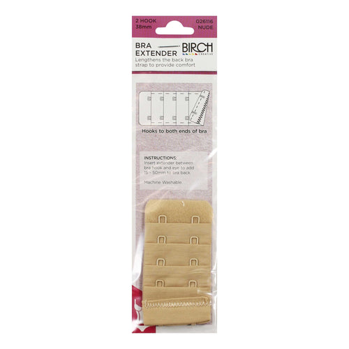 Birch Bra Extender 2 Hook 38mm Nude - 026116 - Mooroolbark Wool
