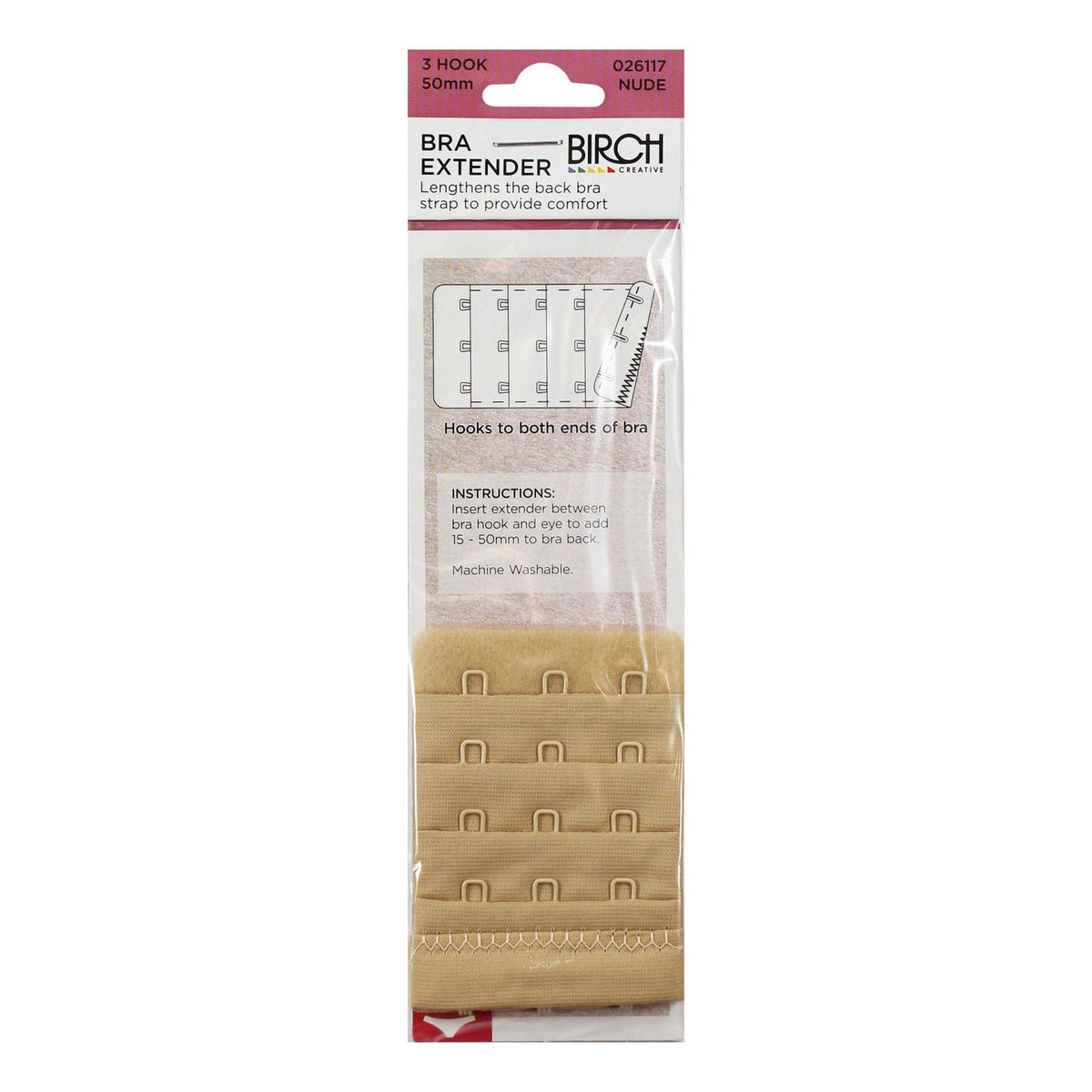 Birch Bra Extender 3 Hook 50 mm Nude - 026117 - Mooroolbark Wool