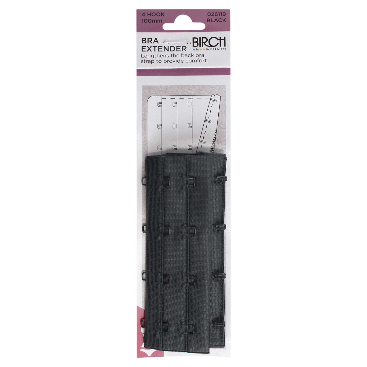 Birch Bra Extender 4 Hook Black - 026119 - Mooroolbark Wool